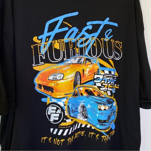 UNIVERSAL STUDIOS BIG Men's size 3XL Fast & Furious Black Graphic Movie T-Shirt - Picture 3 of 6